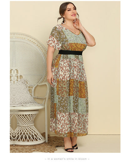 Summer Leisure Short Sleeves Women Plus Sizes Dresses