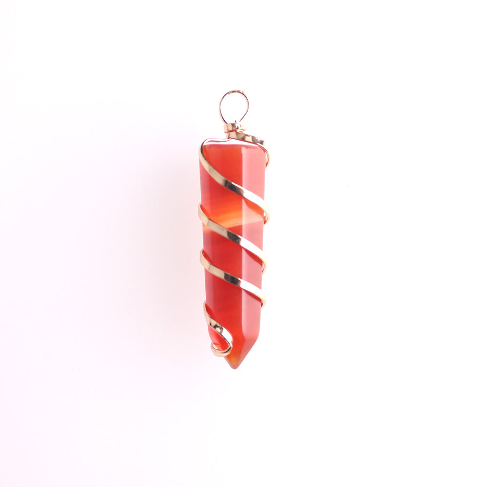 Handmade Carnelian Metal Wire Circled Pendant