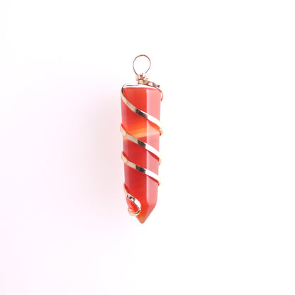 Handmade Carnelian Metal Wire Circled Pendant