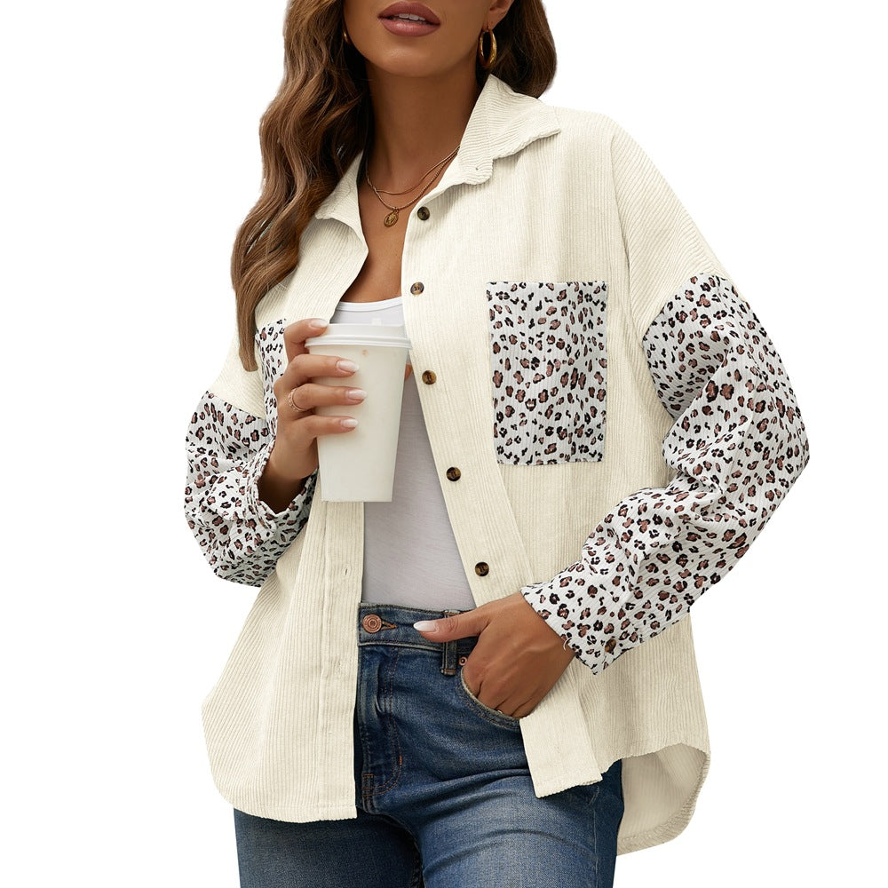 Casual Leopard Design Women Long Sleeves Shirts