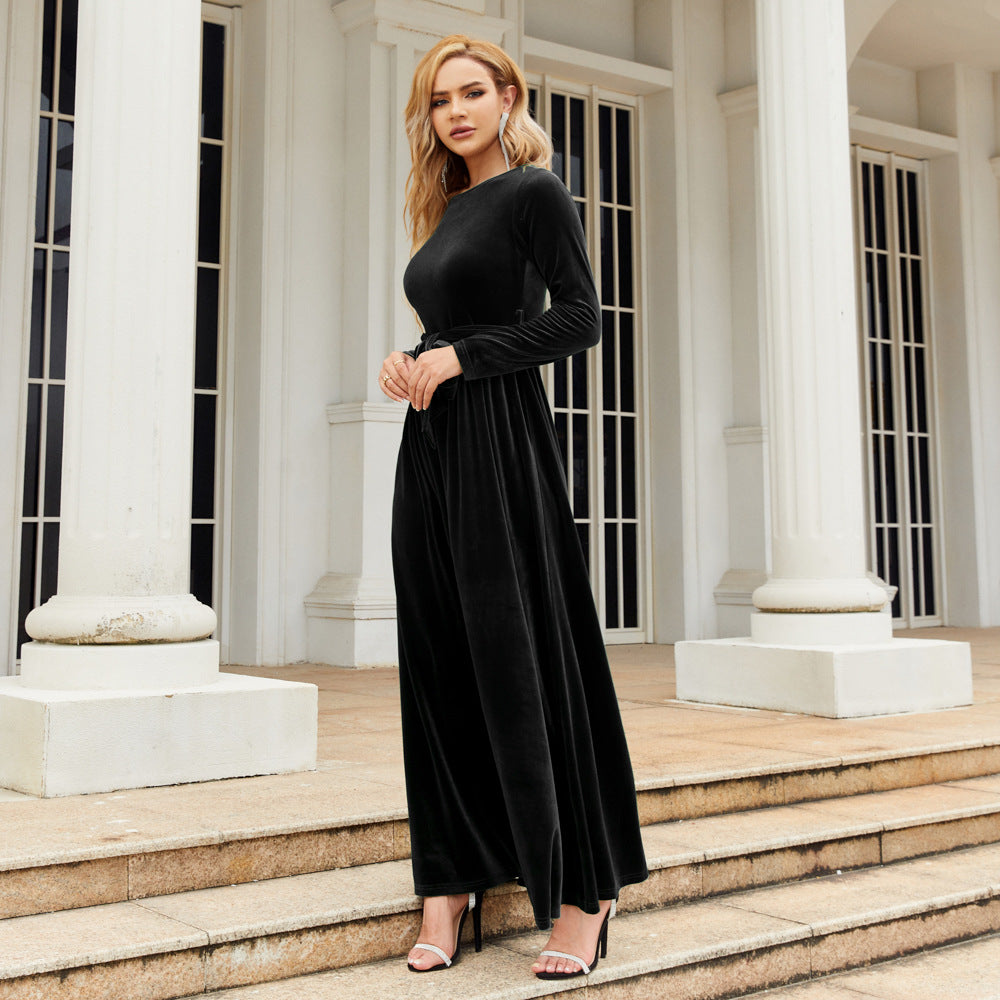 Elegant Velvet Long Sleeves Dresses