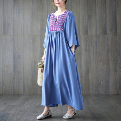Vintage Embroidery Summer Plus Sizes Long Dresses