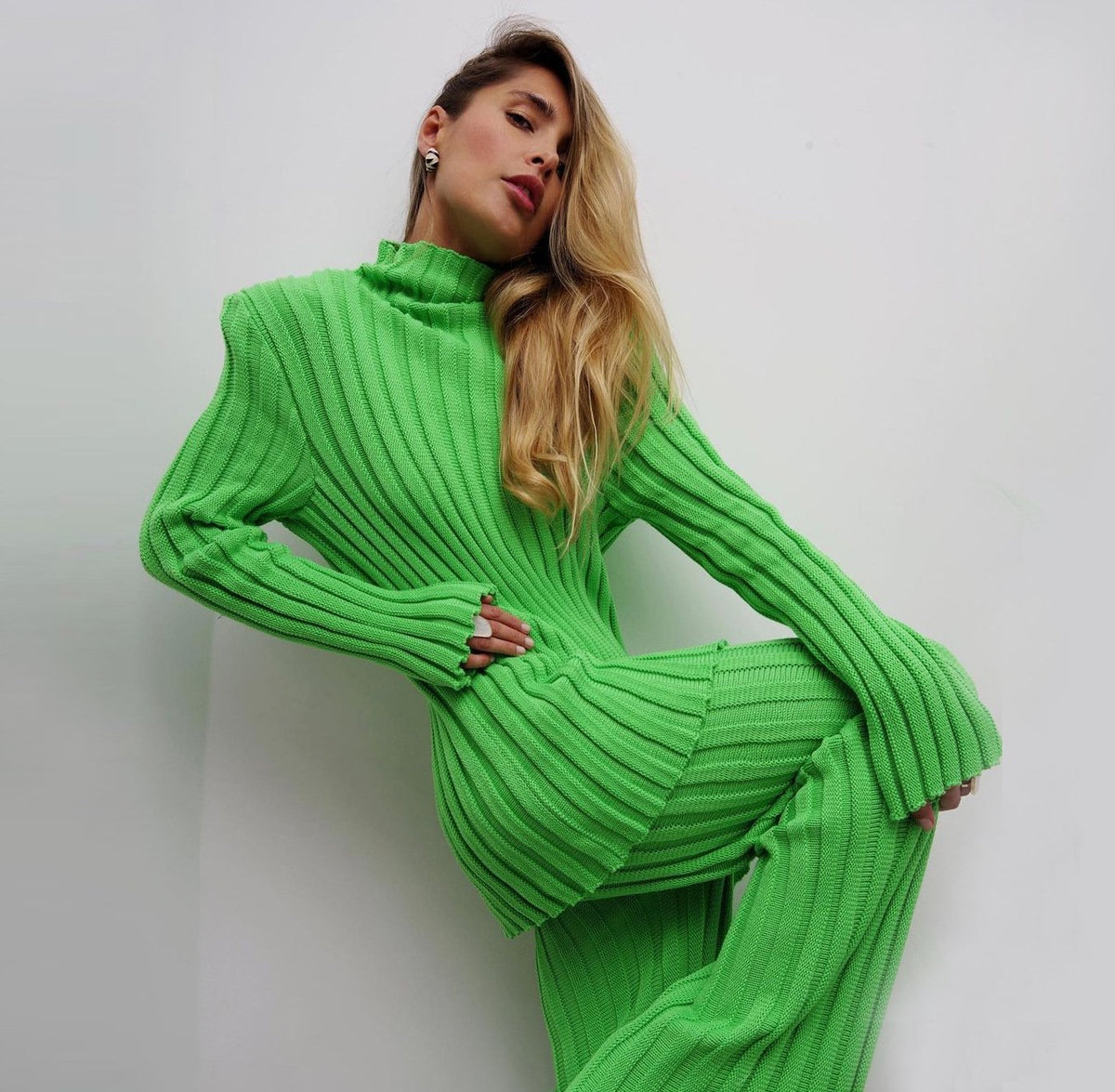 Leisure Women Knitting Two Pieces Sweater Suits