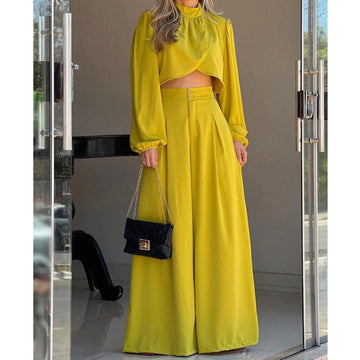 Elegant Irregular High Waist Women Two Pieces Suits