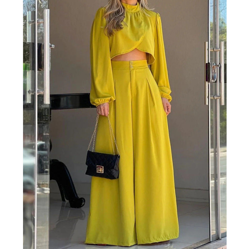 Elegant Irregular High Waist Women Two Pieces Suits