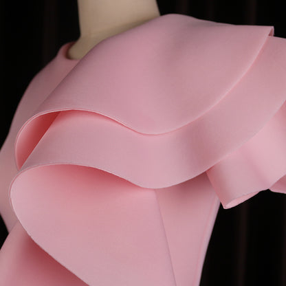 Designed Ruffled Sexy Women Pink Party Dresses