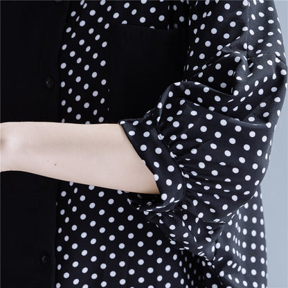 Summer Dot Print Chiffon Long Sleeves Shirts