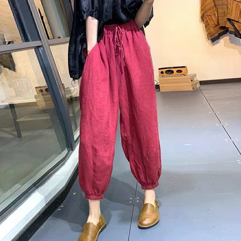 Vintage Linen Plus Sizes Women Harem Pants