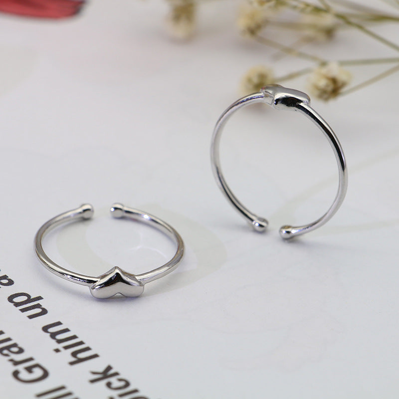 Simple Heart Shape Design Sterling Silver Rings for Women