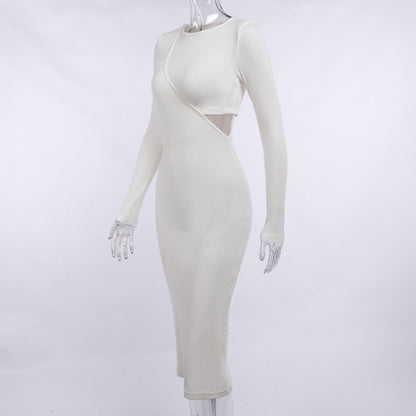 Sexy Asymmetry Women Long Sleeves Fall Slim Dresses