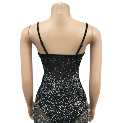 Sexy Diamond Sleeveless Long Evening Party Dresses