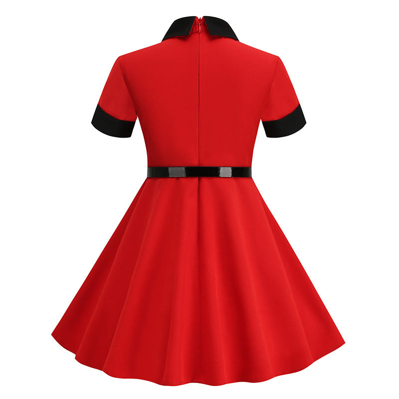 Vintage Short Sleeves Kids Dresses with Belt