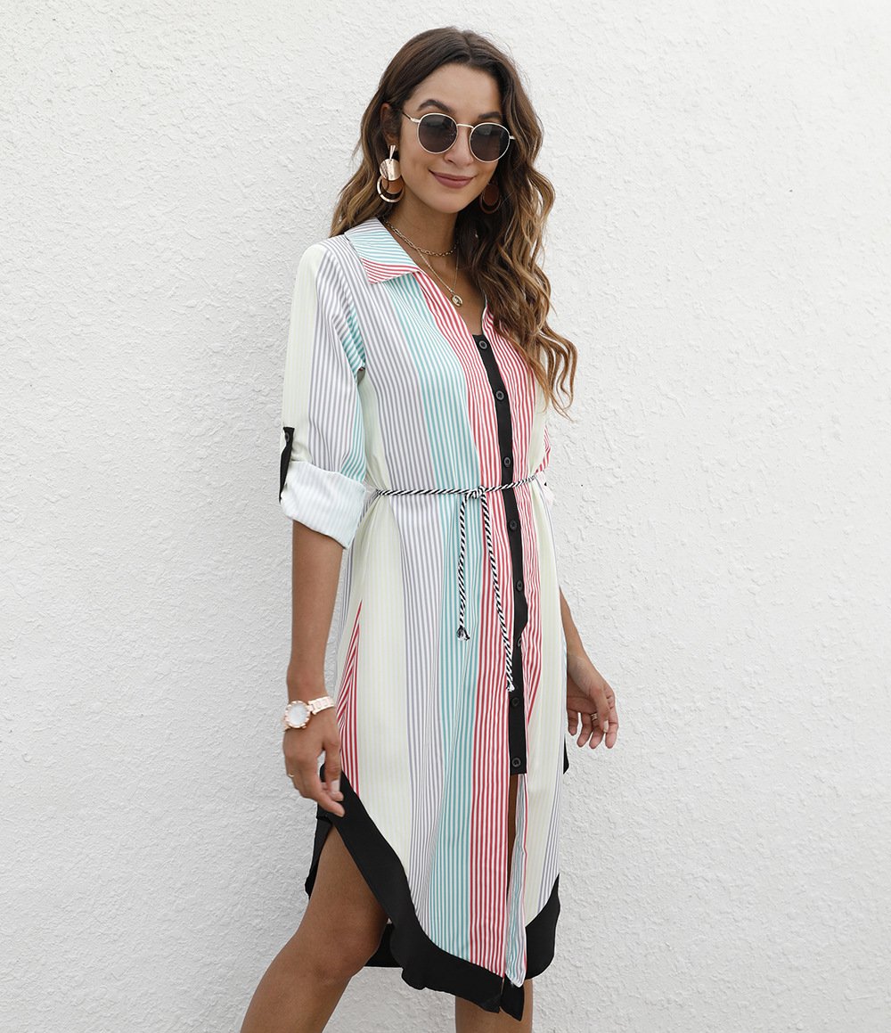 Leisure Long Sleeves Women Short Fall Shirt Dresses-STYLEGOING