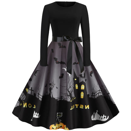 Halloween Vintage Women Long Sleeves Winter Dresses-STYLEGOING