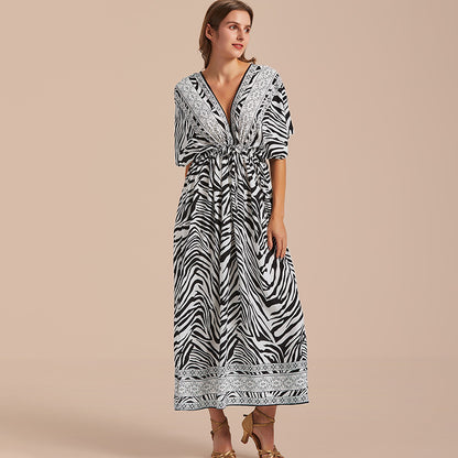 Women Zebra Print Summer Beach Bikini Dresses