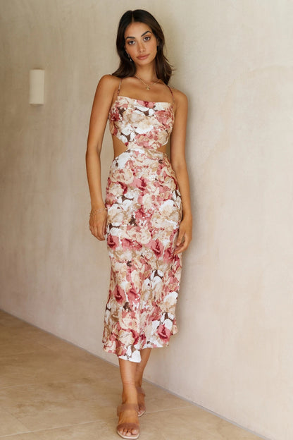 Sexy Backless Floral Designed Sweet Halter Dresses