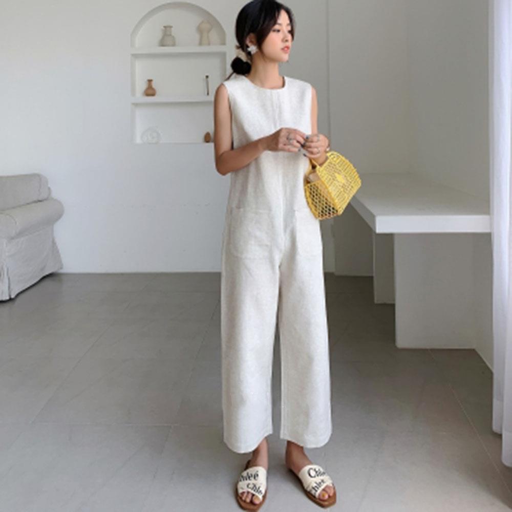 Chic Summer Linen Casual Jumpsuits-STYLEGOING