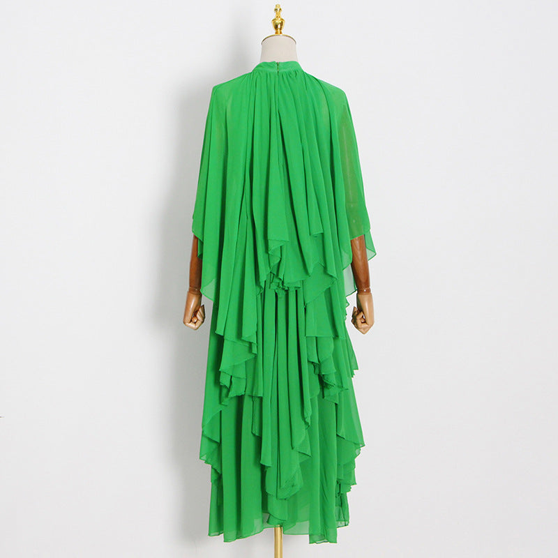 Chiffon High Neck Ruffle Women Long Holiday Dresses