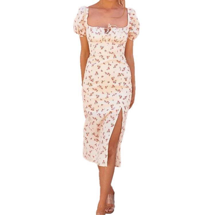 Square Neckline Sexy Summer Long Dress-STYLEGOING