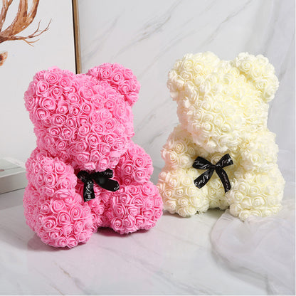 Valentine's Gift Preserved Flowers Rose Bear 25cm