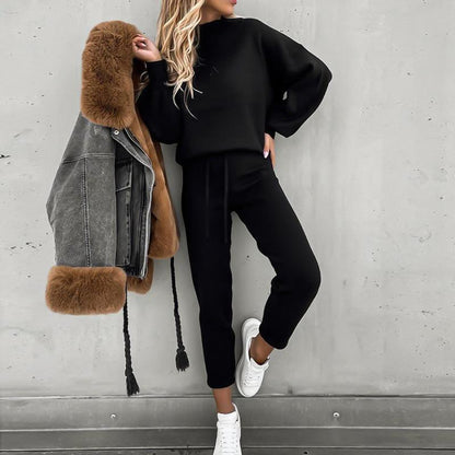 Casual High Neck Women Sports Suits with Pocket