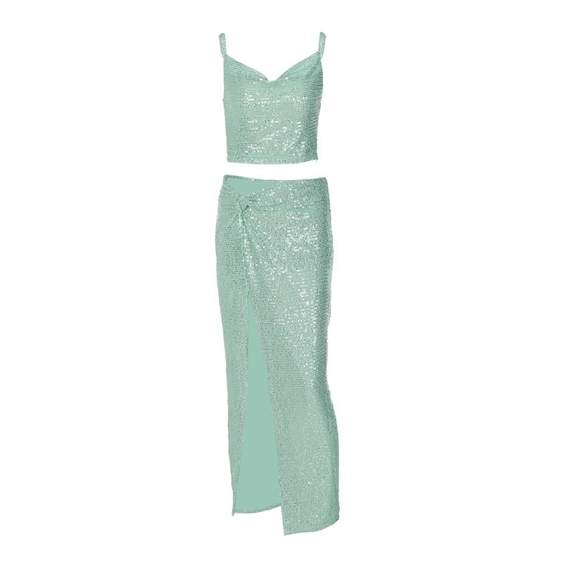 Sexy Light Green Split Front Evening Party Dresses