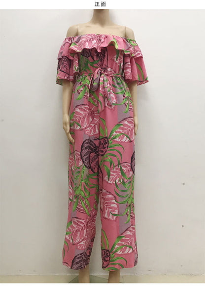 Sexy One Shoulder Chiffon Summer Beach Jumpsuits