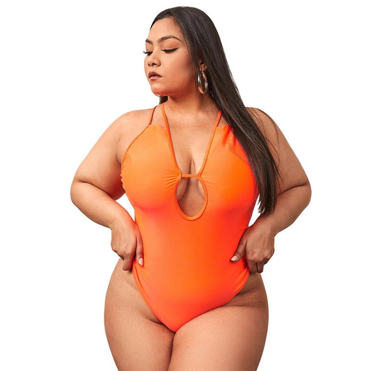Orange Plus Sizes One Piece Wet Suits-STYLEGOING