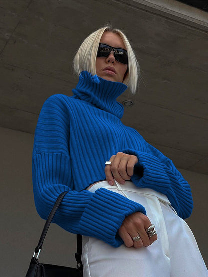 Fashion Turtle Neckline Pullover Short Sweaters