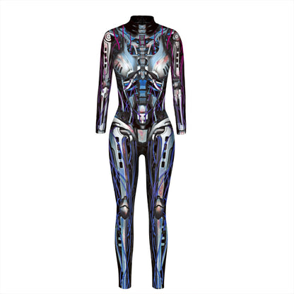 Halloween Skeleton Print Long Sleeves Slim Jumpsuits Cosplay