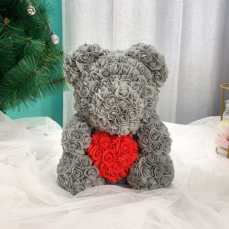 Valentine's Gift Preserved Flowers Rose Bear 25cm