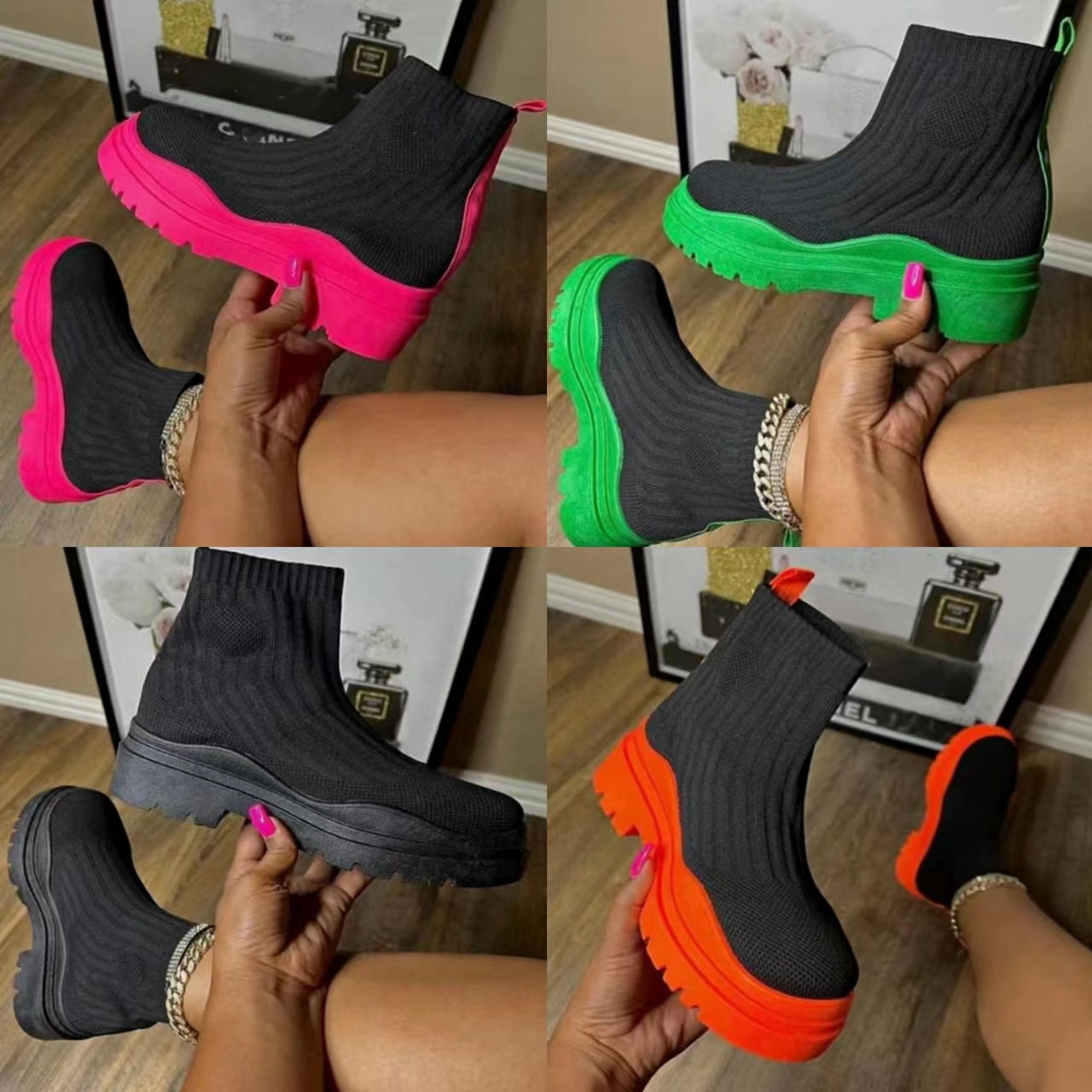 Casual Knitted Plus Sizes Short Sock Boots