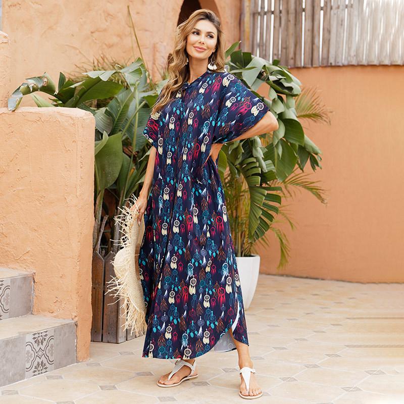 Women Summer Beach Loose Holiday Dresses-STYLEGOING