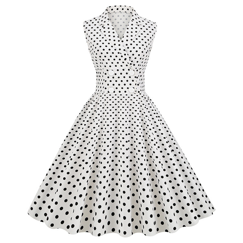 Vintage Sleeveless Polka Dot Dresses