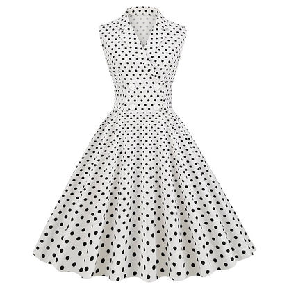 Vintage Sleeveless Polka Dot Dresses