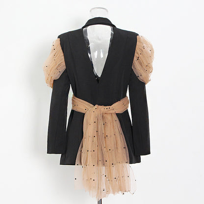 Designed Black Blazer Tops for Women