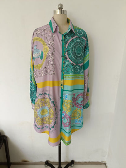 Casual Printed Long Women Loose Shirts