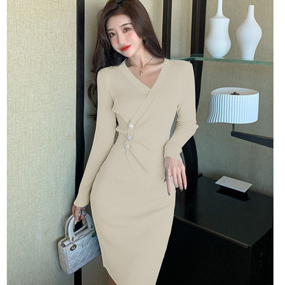 Sexy V Neck Knitted Tight Dresses