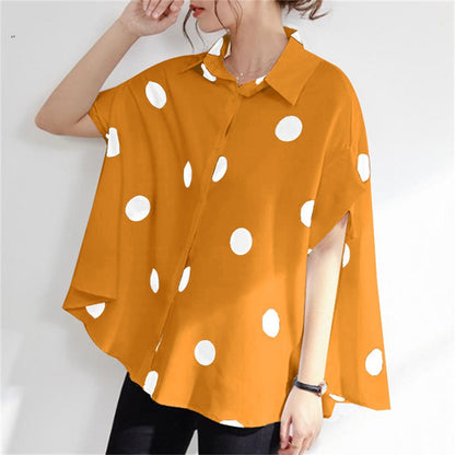 Casual Dot Print Short Sleeves Women Shirts