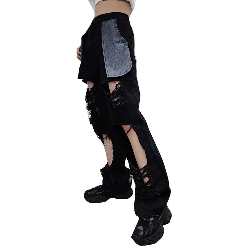 Causal Broken Holes High Waist Demin Pants-STYLEGOING