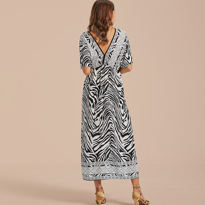 Women Zebra Print Summer Beach Bikini Dresses
