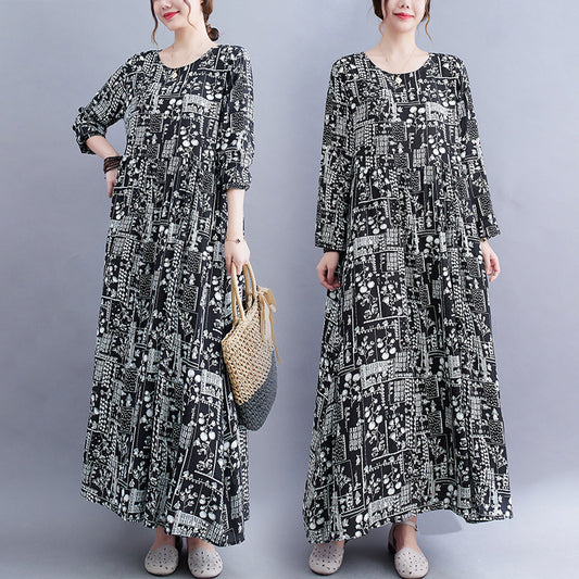 Vintage Plus Sizes Long Sleeves Dresses for Women