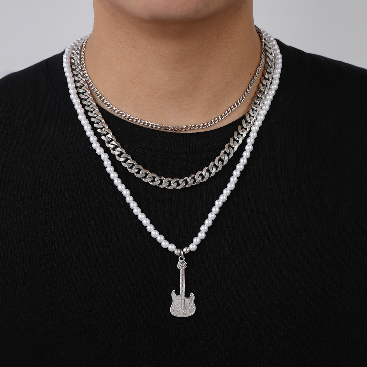 Fashion Hip Top Style Pearl Necklace for Men