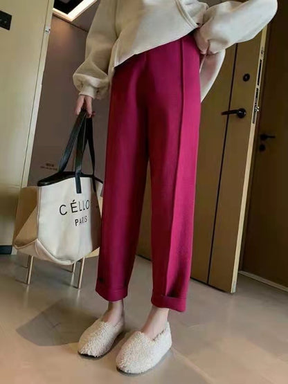Casual High Waist Winter Knitting Harem Wide Legs Pants