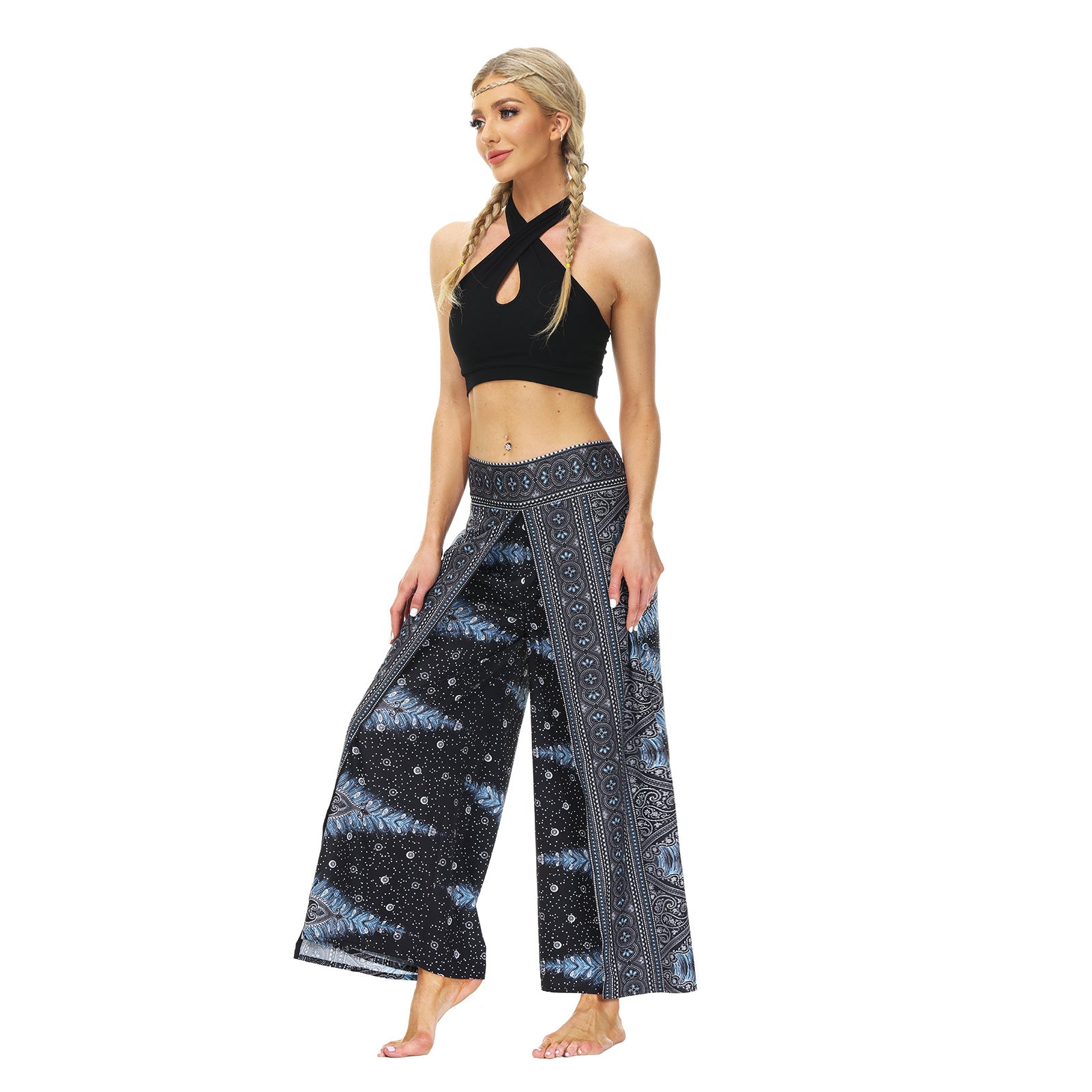 Casual Floral Print Women Yoga Loose Pants