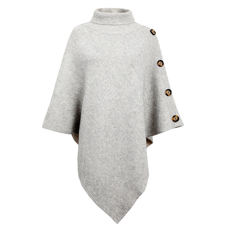 Winter High Neck Knitted Women Cape Coats