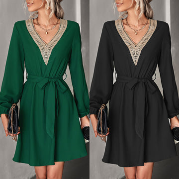 Fashion V Neck Long Sleeves Mini Dresses