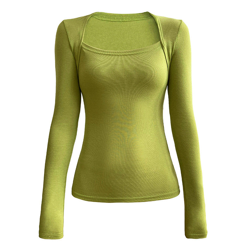 Women Sexy Square Neckline Long Sleeves T Shirts