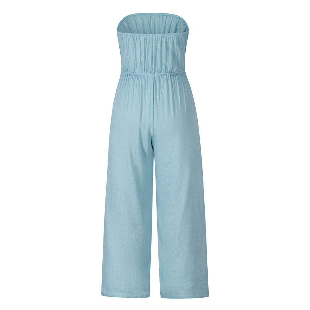 Summer Casual Strapless Backless Women Jumpsuits