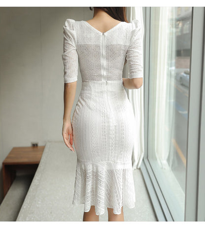 Sexy Square Neckline Tops and High Waist Mermaid Skirts Sets